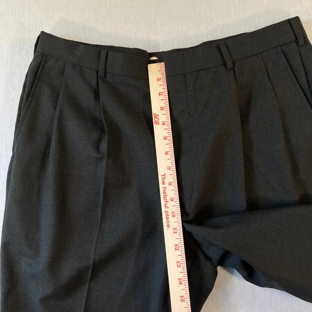 VTG Lands End Mens 38 (Fit 37x30.5) 100% Wool Pleated Dress Pants Charcoal USA